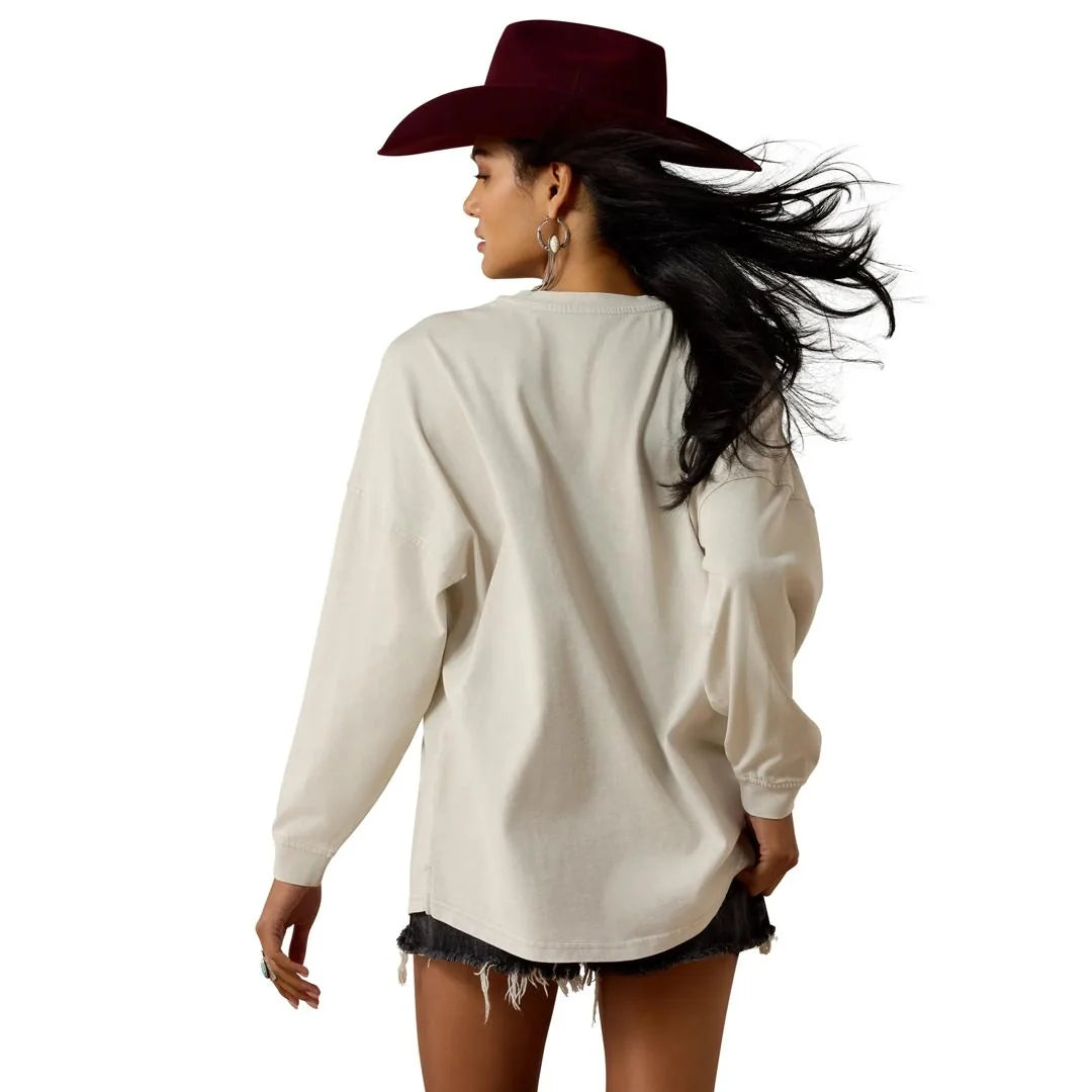Women’s Canvas Oversized Long Sleeve T-shirt White Stonewash 10080620