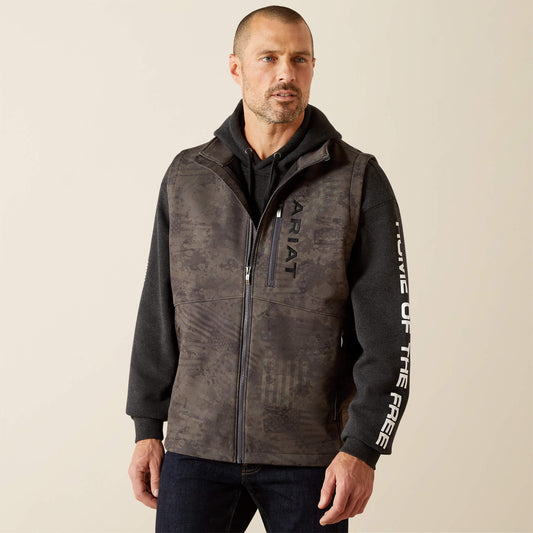 Ariat Mens Patriot Flag Softshell Vest Phantom 10062594