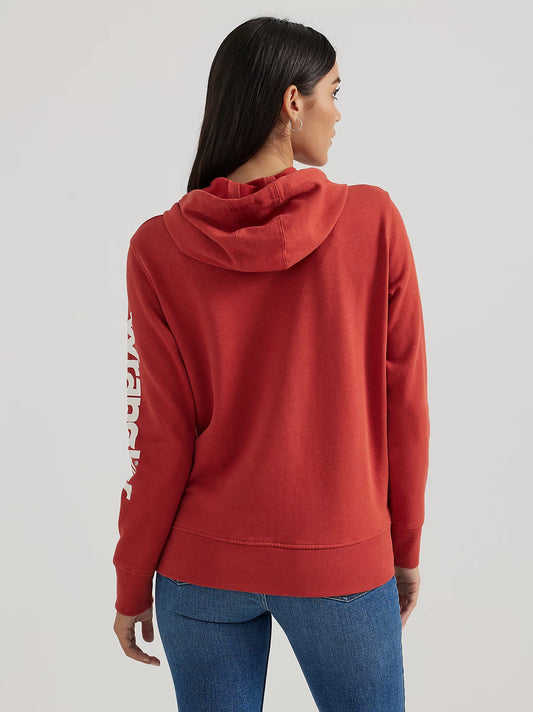 Women's Wrangler Retro Logo Arm Hoodie RUST