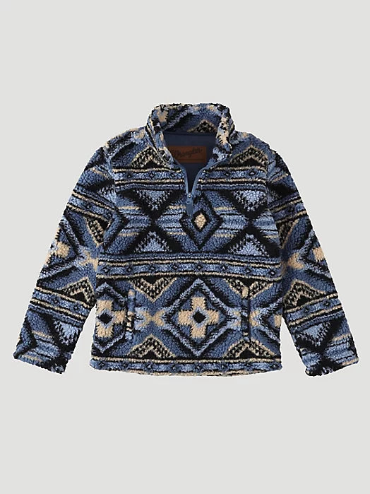 Kid s Quarter Zip Sherpa Pullover Water Blue