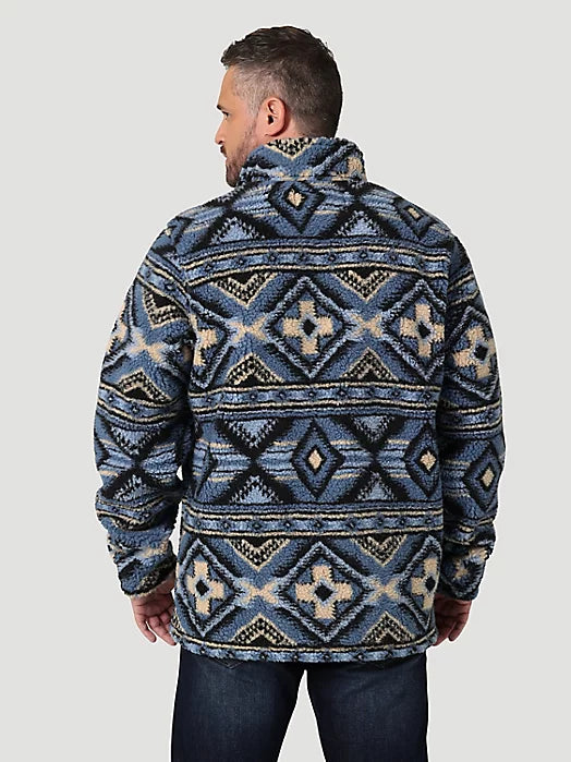 Men's Heavyweight Quarter Zip Sherpa Pull Over Water Blue