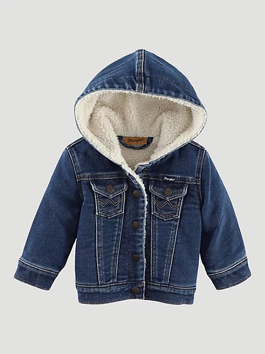 Baby Sherpa Lined Hooded Denim Jacket