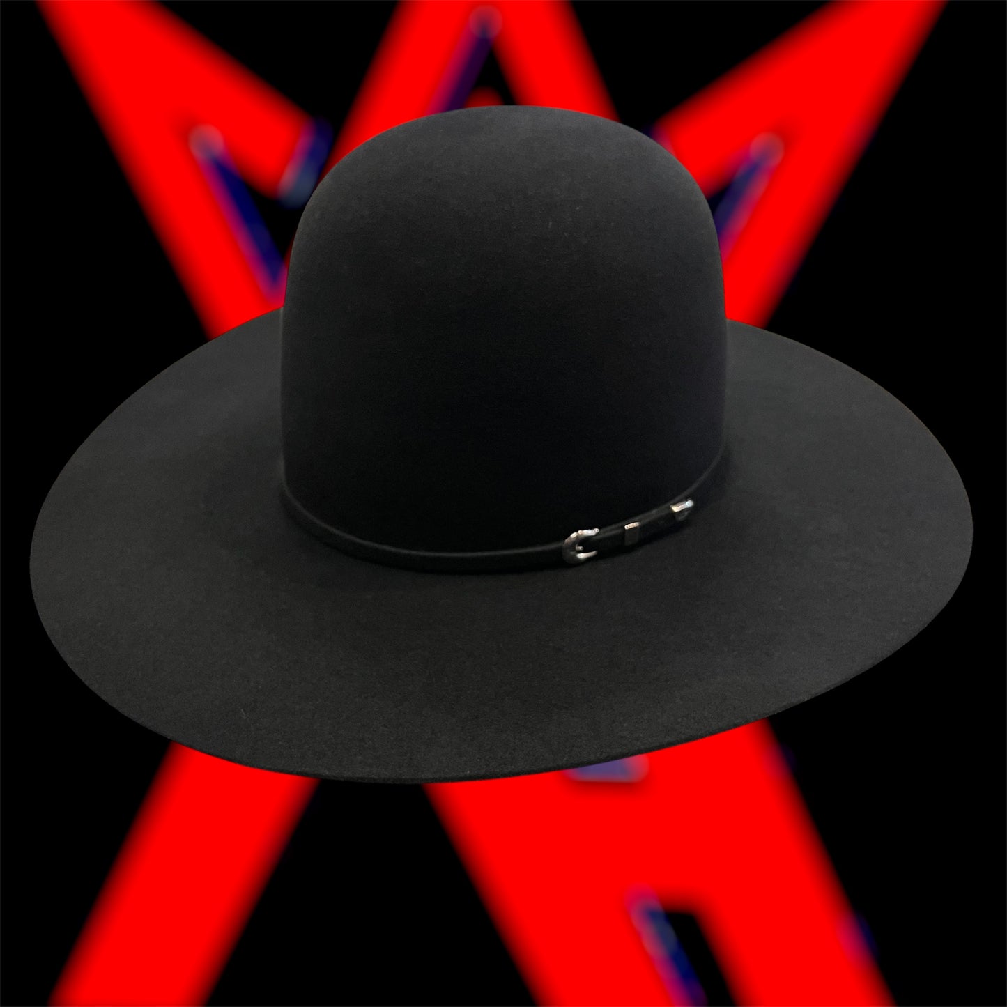 Rodeo King 10X Black Open Crown Felt Hat