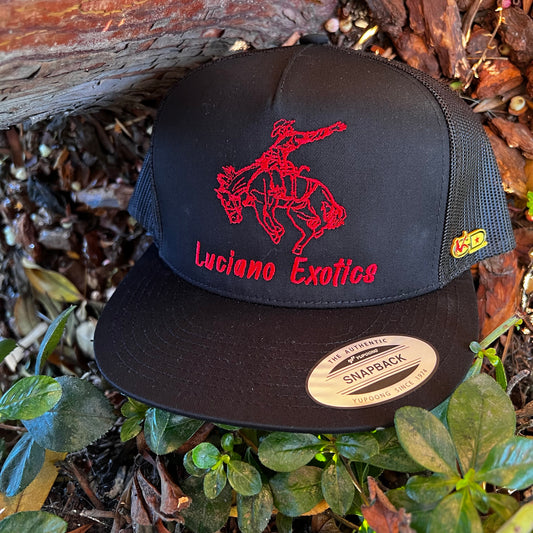 Luciano Exotics RED Bronc Blk/Blk Trucker Hat