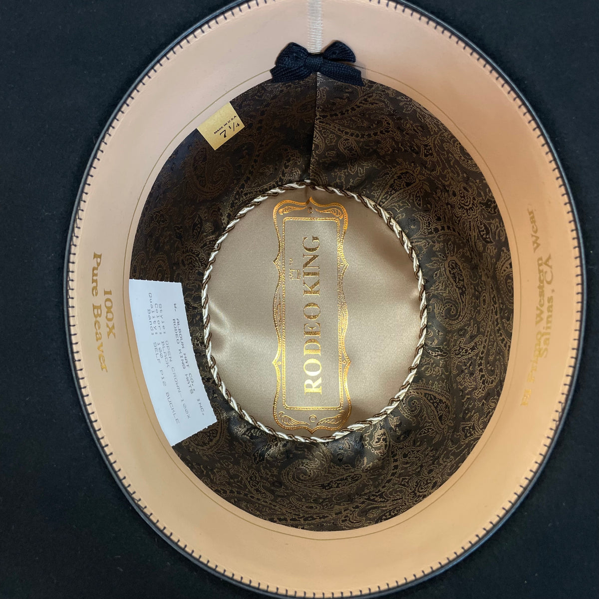 Rodeo King 100X BLACK 6" Open Crown Felt Hat