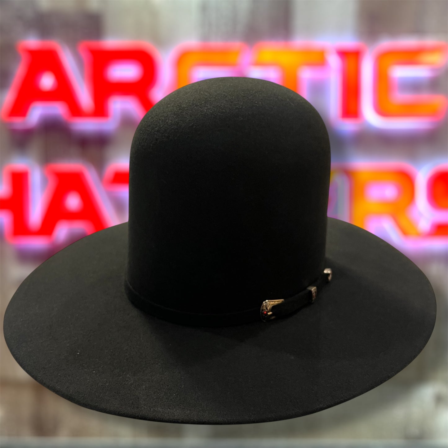 Arctic Hatters Wool 7" Tall Crown Black Felt