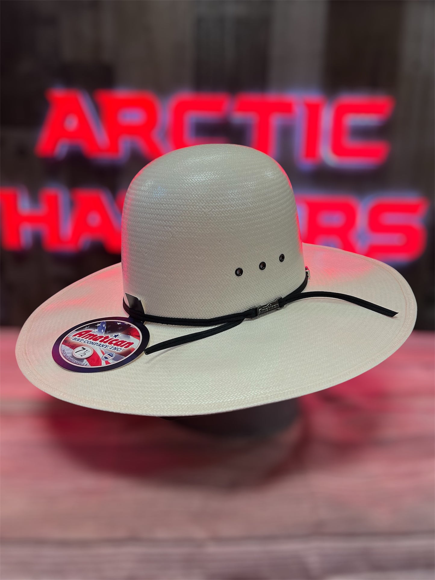 American Hat 5604 Straw 6" Open Crown With Eye Lids