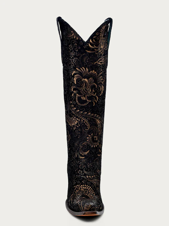 Women's Black Suede Boots A4481