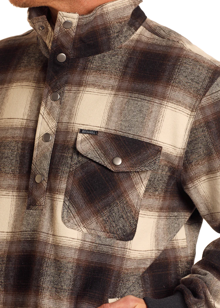 Men's Plaid Bomber Pullover
