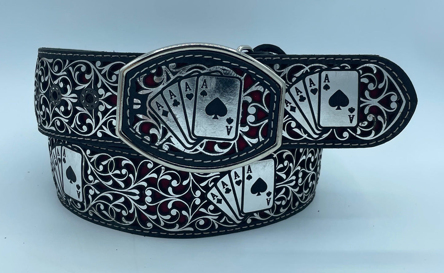 El Primo x Arctic Hatters Cinto Lazer El A’s Plateado/Rojo