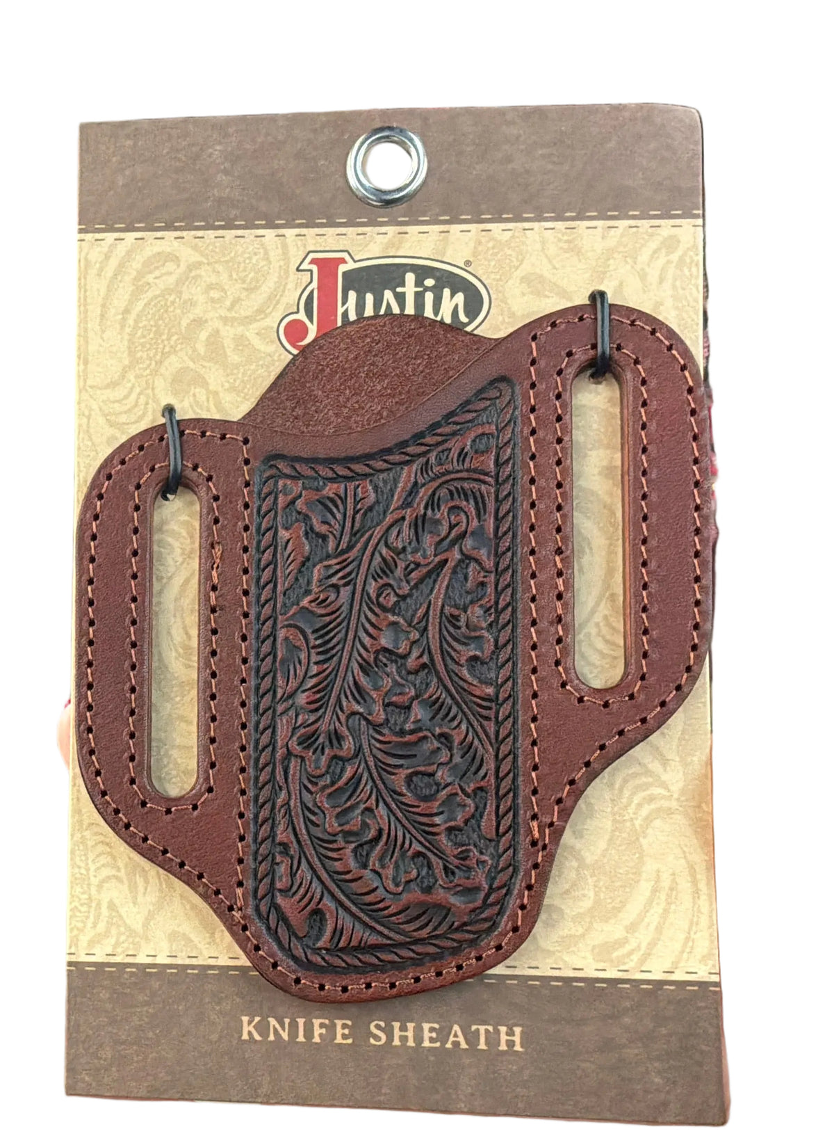 Justin Genuine Leather Pancake Knife Sheath W/ Leaf Emboss 2520578826