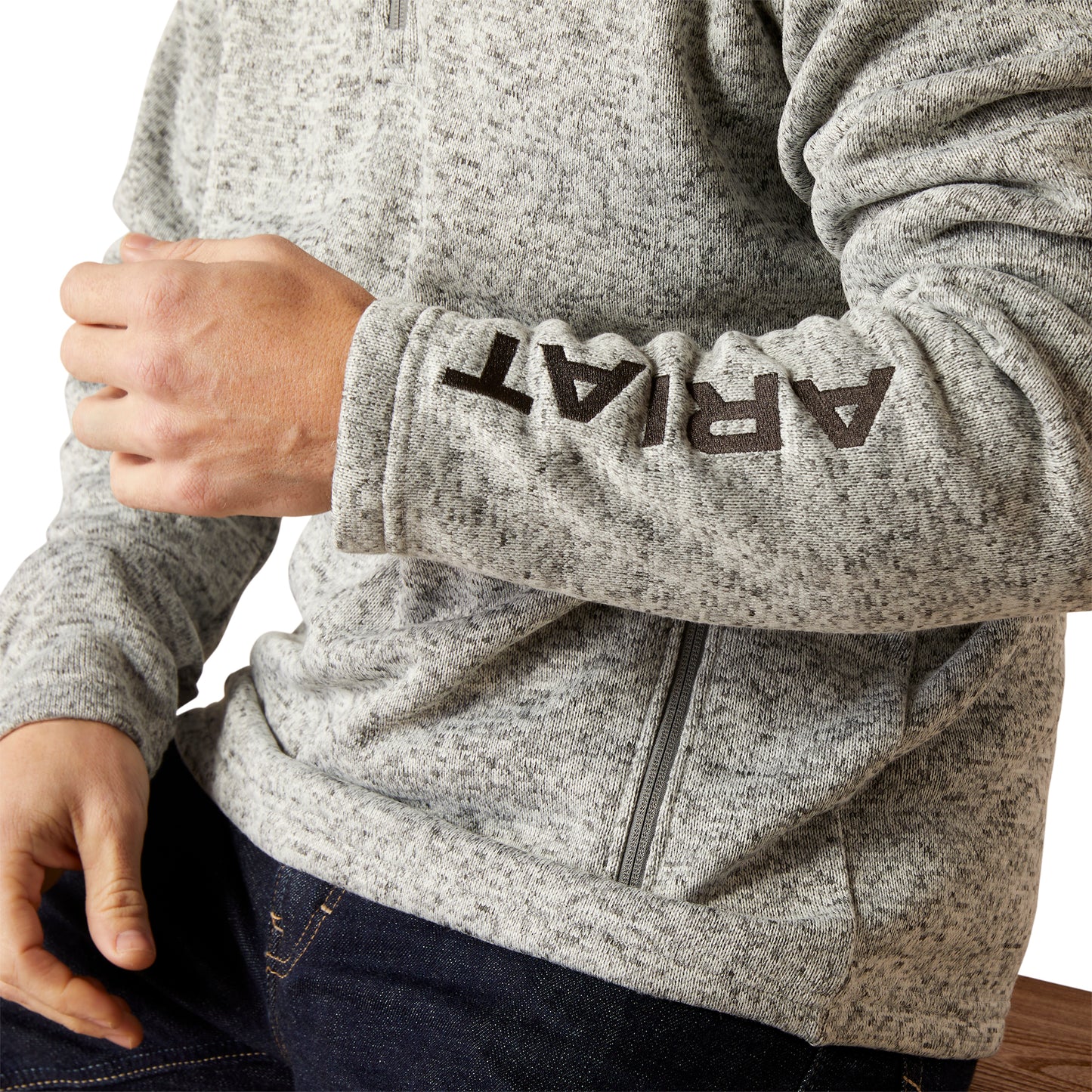 Ariat Caldwell Logo Quarter Zip Sweater Nulla Heather