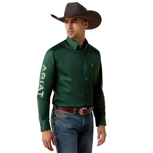Men Team Logo LS Twill Shirt Pineneedle Green/ Aspen Green 10079291