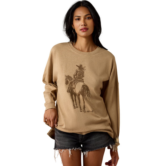 Womens Canvas Oversized Long Sleeve Khaki Heather 10080604