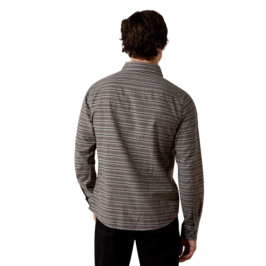 Men Michelangelo Modern Slim Fit LS Shirt India Ink Stripe Geo 10080607