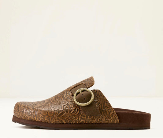 Women Country Mule Brown Floral Emboss 10074266