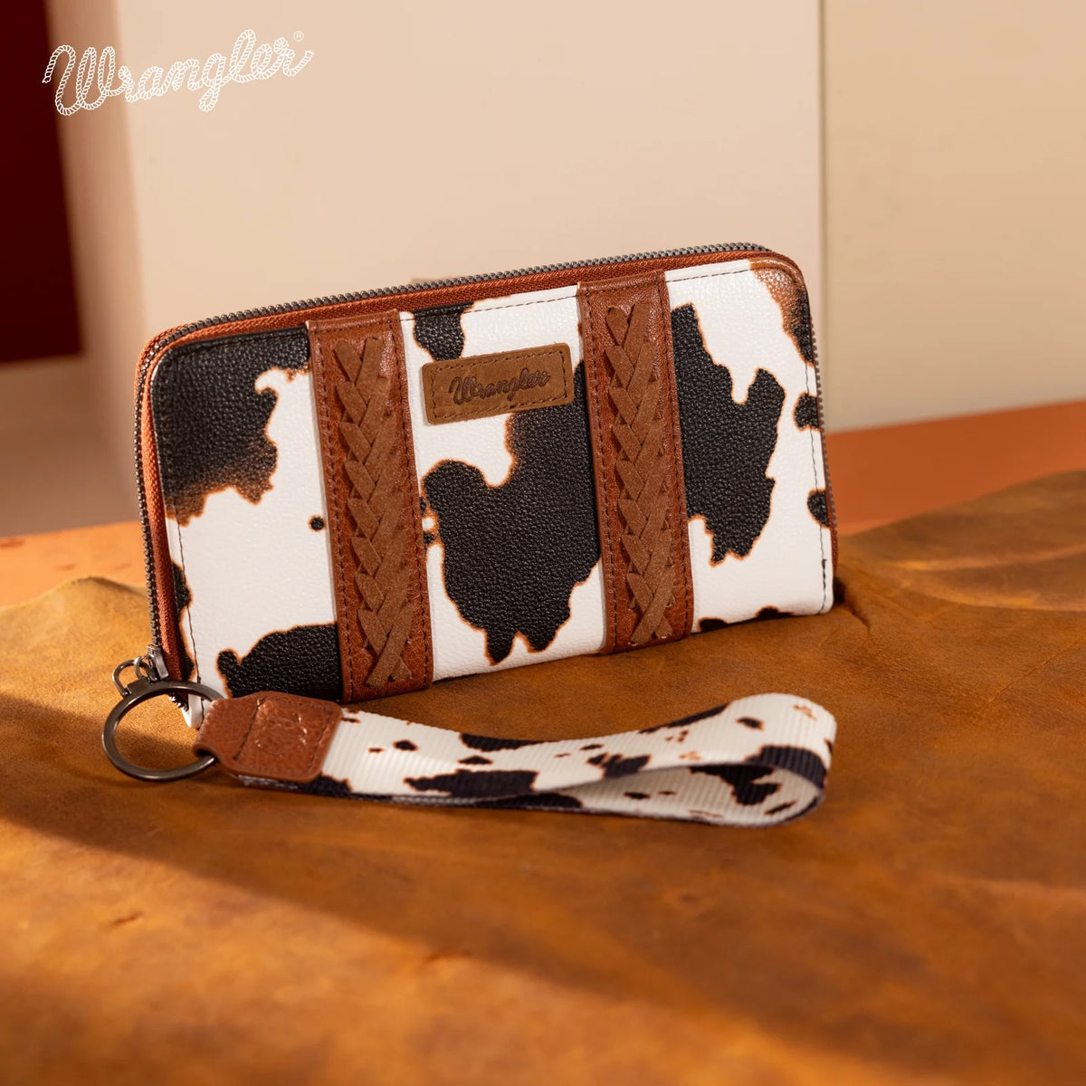 Wrangler Cow Print Wallet- BROWN