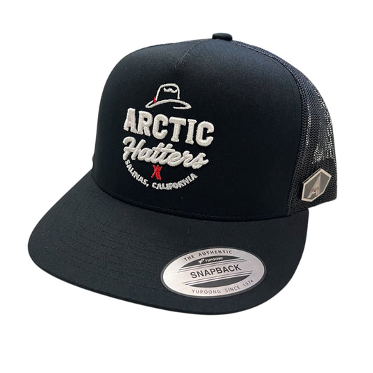 Arctic Hatters White The Boss 2.0 Black Trucker Hat