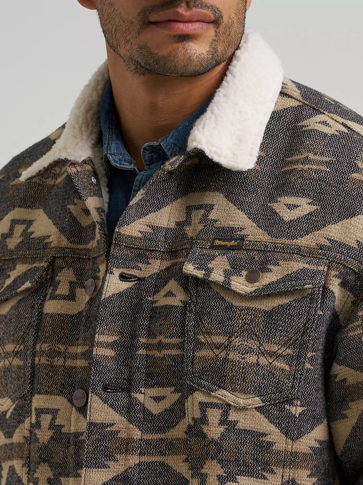 Men sherpa Lined Jacquard Print Jacket Elmwood 112381945