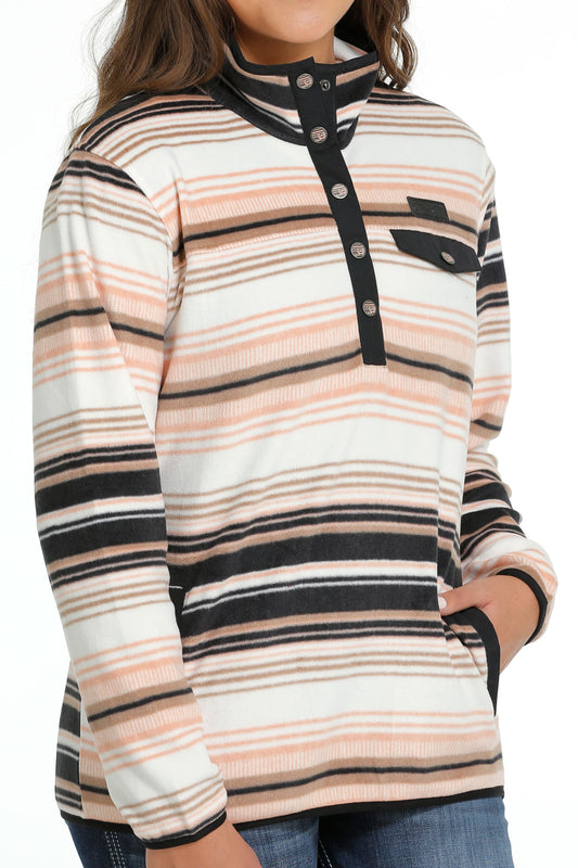Fleece Sweater Multi Color Stripes