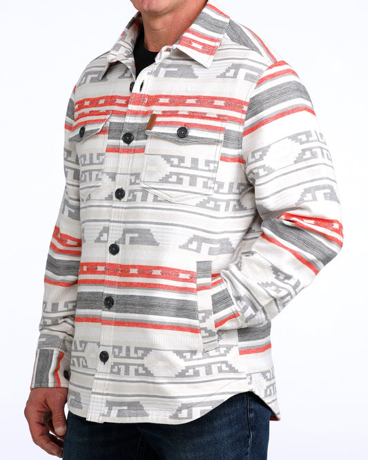 Men Jacquard Shirt Jacket Grey/Red MWJ1960001