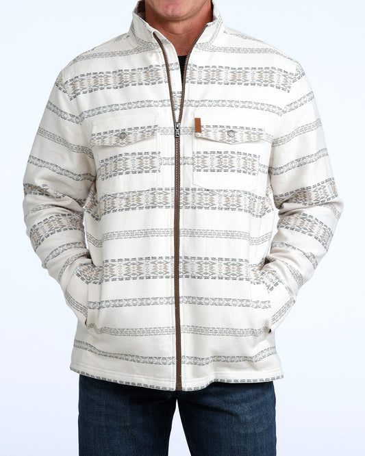 Men Jacquard Shirt Jacket Cream MWJ1962001