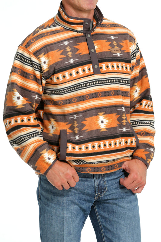Fleece Sweater Brown Aztec Print