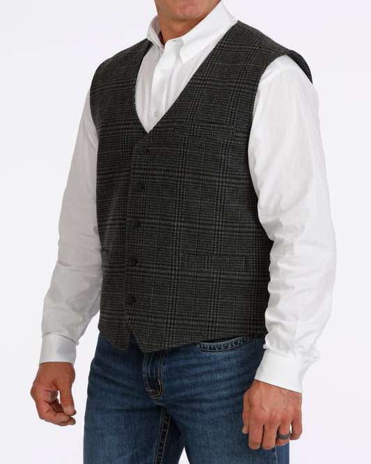 Men Plaid Vest Charcoal MWV1967002