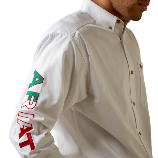 Ariat Team Logo Twill Classic Fit Shirt White/ Mexico