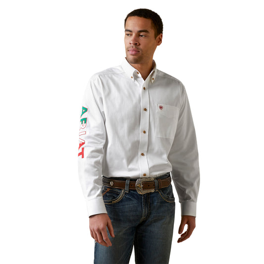 Ariat Team Logo Twill Classic Fit Shirt White/ Mexico
