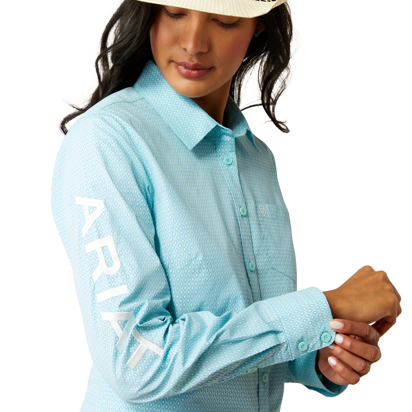 Women's Ariat Team Kirby Stretch Shirt ARUBA BLUE PRINT