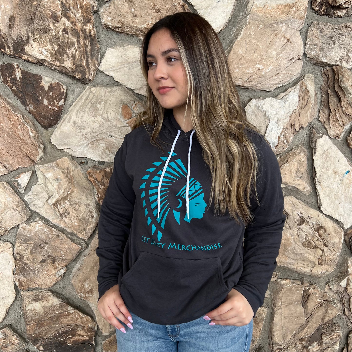 Get Dirty Merchandise Lucy Grey/Teal Hoodie