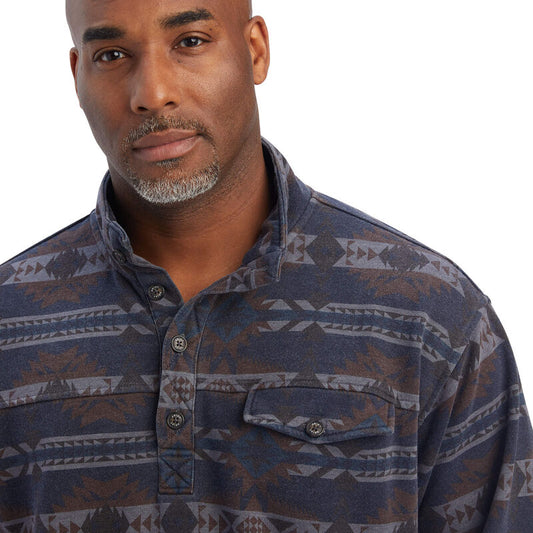 Ariat Men's Blue Southwest Printed Overdyed Washed Sweater