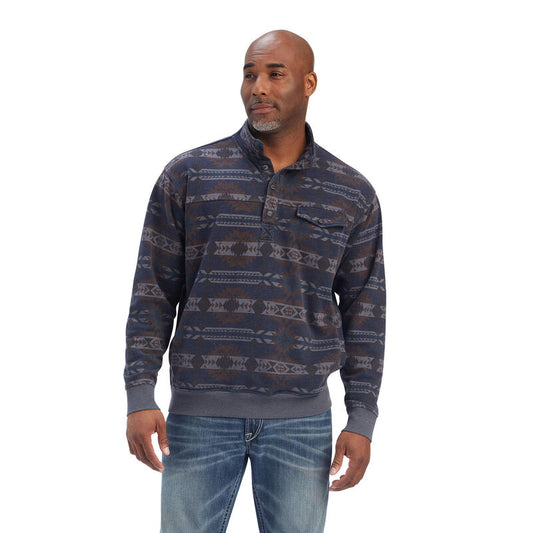 Ariat Men's Blue Southwest Printed Overdyed Washed Sweater