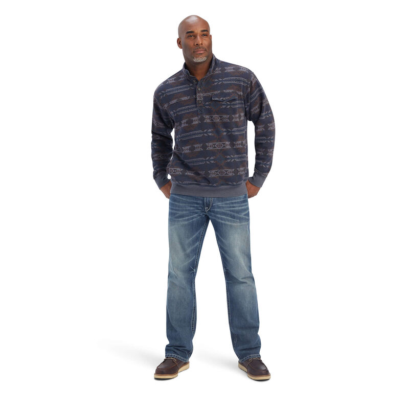 Ariat Men's Blue Southwest Printed Overdyed Washed Sweater
