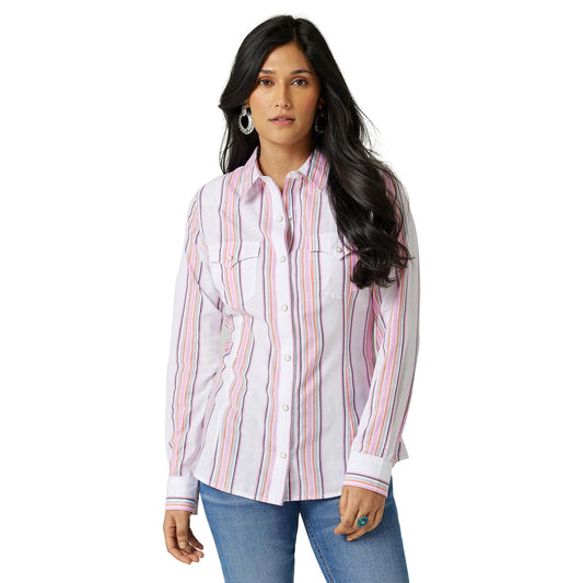 Stripe Western Snap Shirt White/ Pink