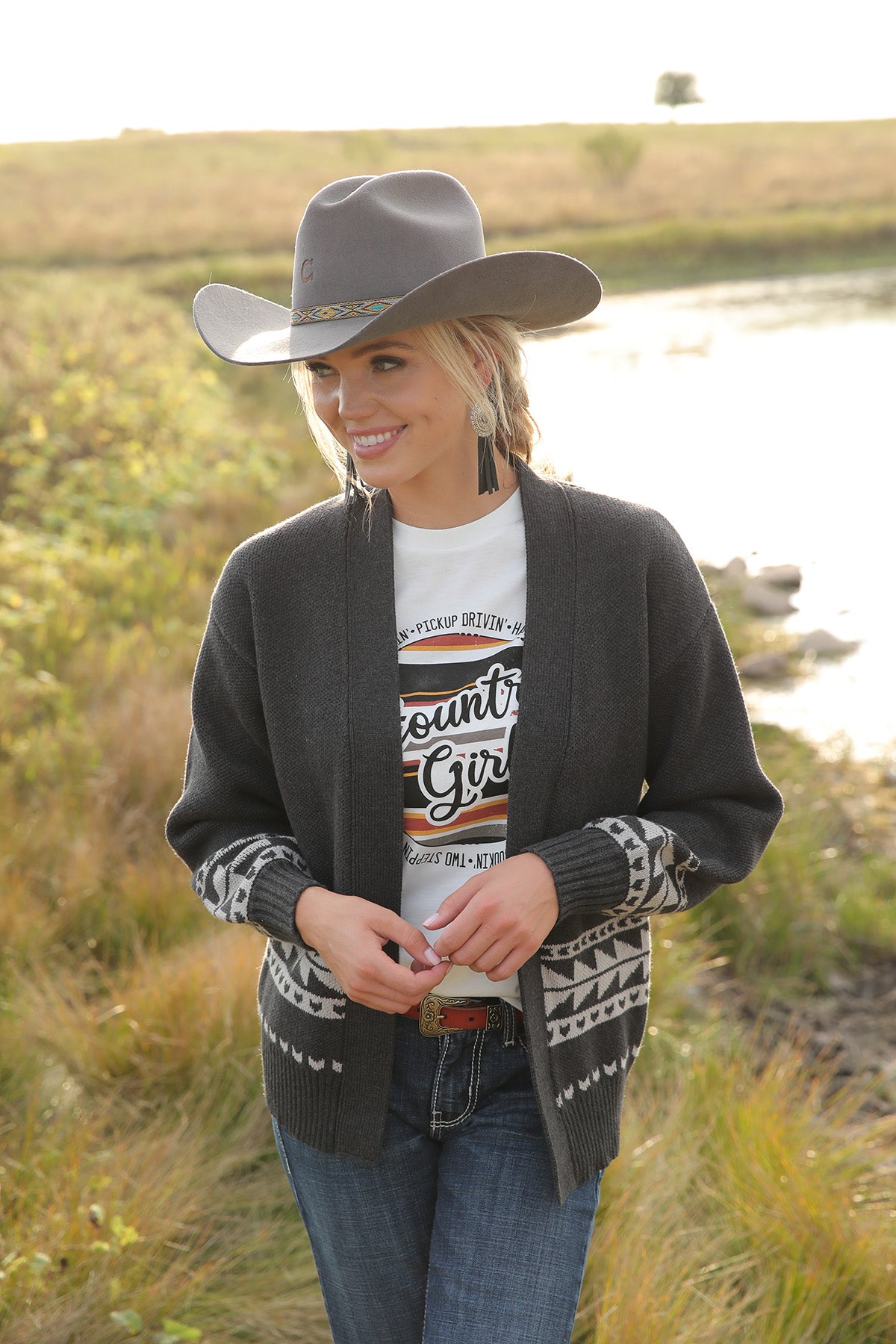 Longhorn Cardigan Charcoal