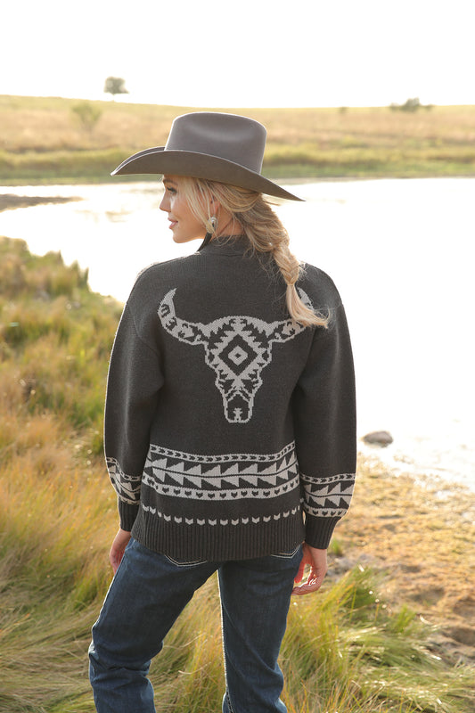 Longhorn Cardigan Charcoal