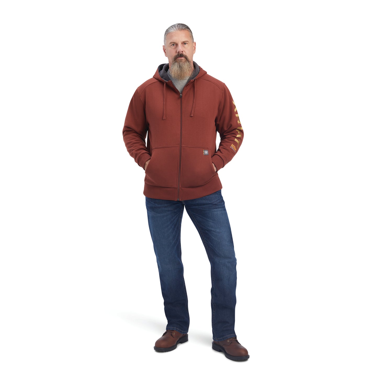 Rebar All-Weather Full Zip Hoodie CHERRY MAHOGANY/ ANTIQUE GOLD