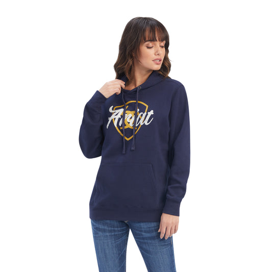 R.E.A.L Shield Logo Hoodie Navy Eclipse