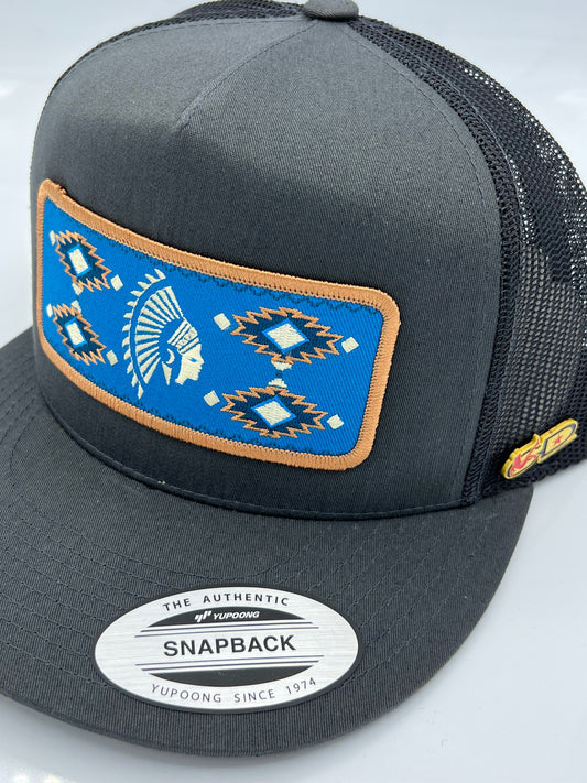 Get Dirty Merchandise Blue Aztlan Char/Char Trucker Hat