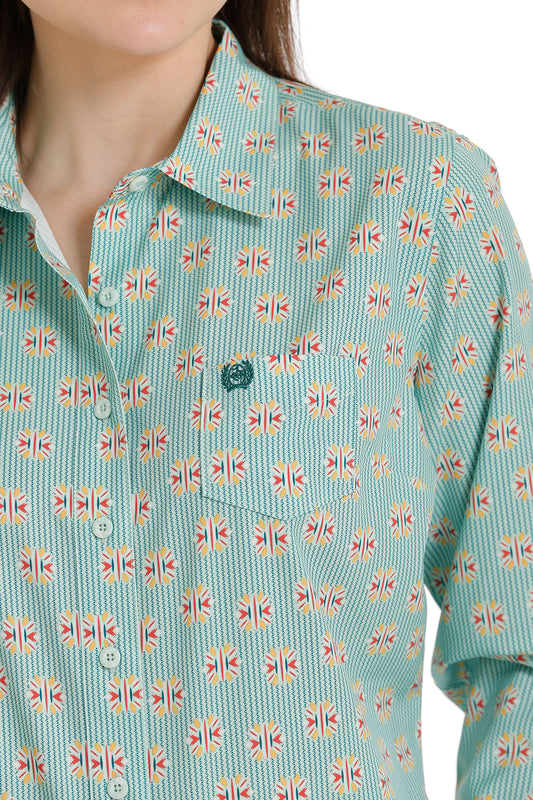 Arenaflex Button-Down Western Shirt Green