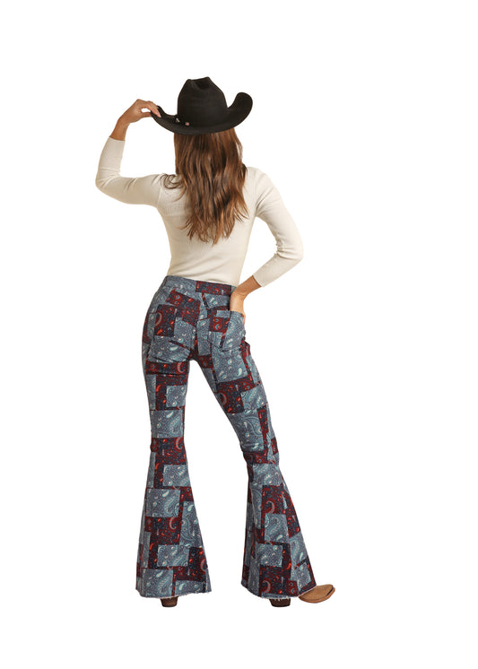 Paisley Bell Bottom Blue/Red