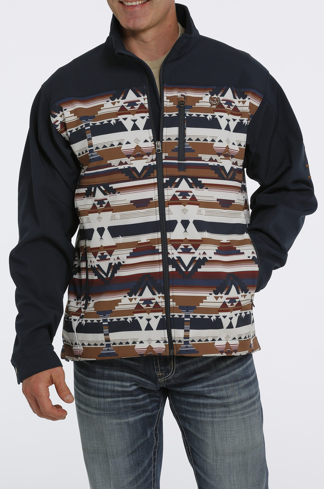 Southwestern Print Bonded Jacket NAVY