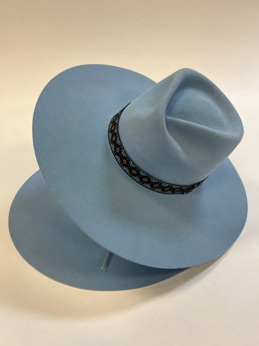 Tacchino 6X Baby Blue Felt Hat 6" Open Crown