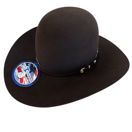 American Hat 10X Chocolate Felt Hat 6" Open Crown Tuf Cooper Collection