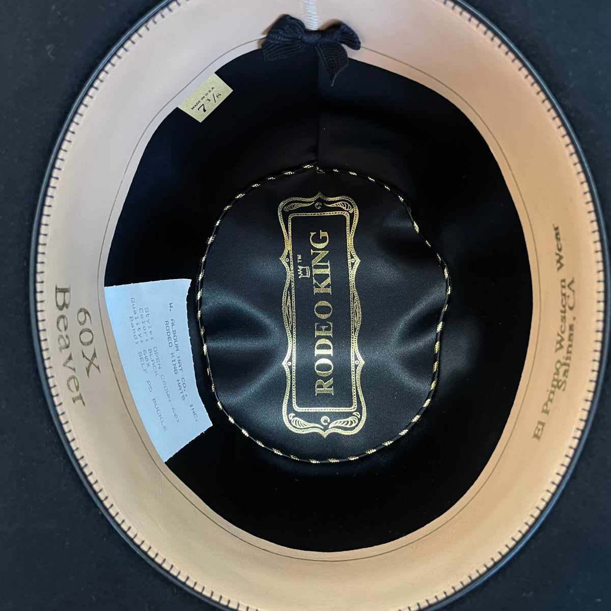 Rodeo King 60X BLACK 6" Open Crown Felt Hat