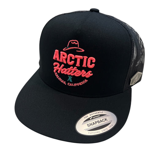 Arctic Hatters Neon Pink The Boss 2.0 Black Trucker Hat
