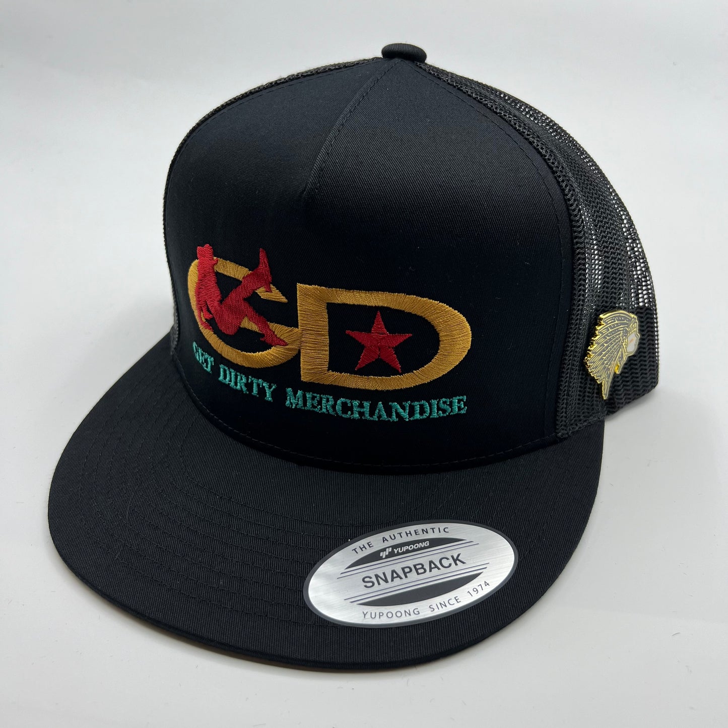 Get Dirty Merchandise Beta Gold/RD Black Trucker Hat