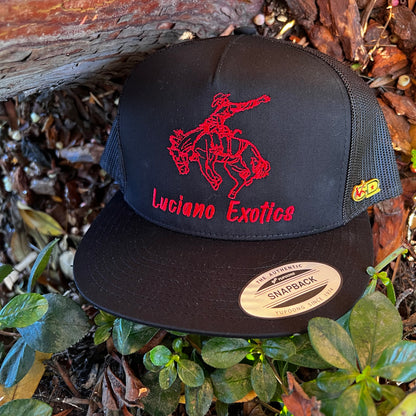 Luciano Exotics RED Bronc Blk/Blk Trucker Hat